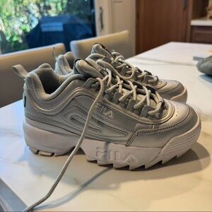 Fila Distruptor II Metallic Silver Platform Sneakers